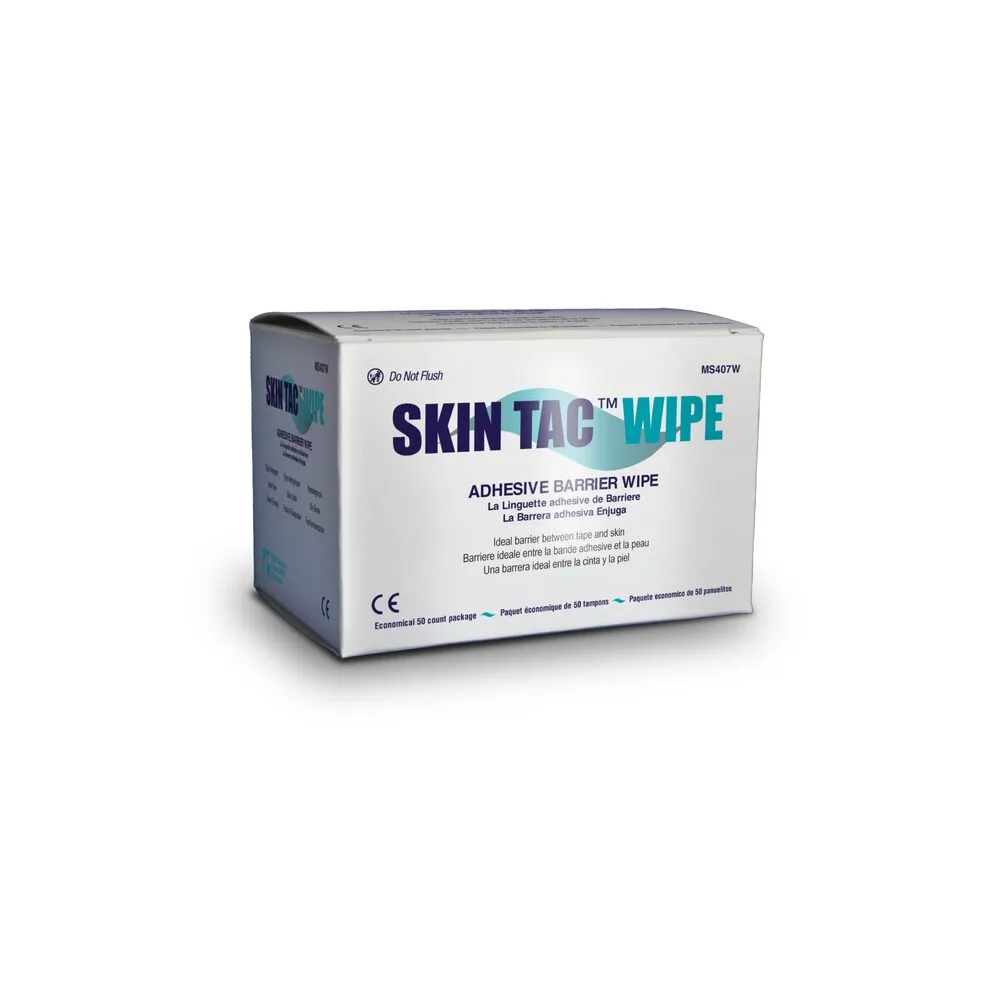 Skin Tac adhesive barrier wipes for skin preparation before medical adhesives