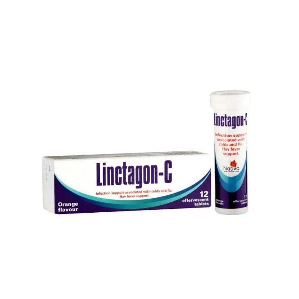 Linctagon-C Effervescent Tablets 12’s with Vitamin C, Zinc and Pelargonium sidoides root extract.