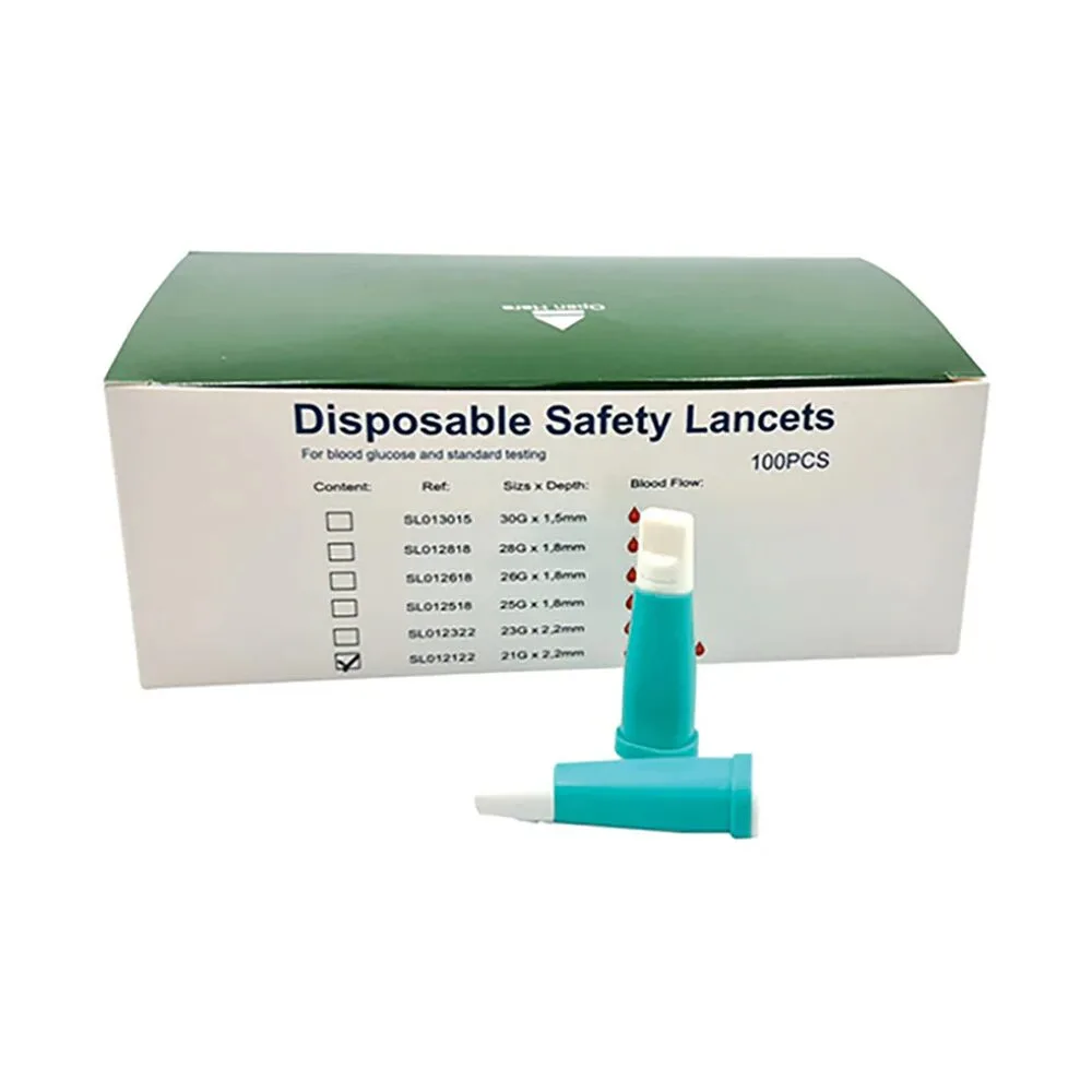 U-Test Safety Lancets 100 pack sterile single-use lancets for blood glucose testing and blood sampling.