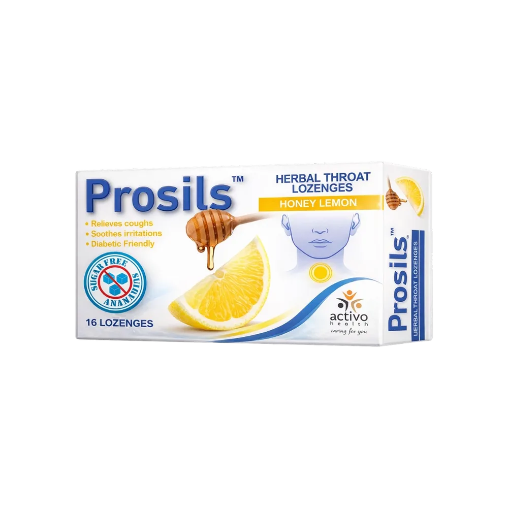 Prosils sugar-free honey and lemon herbal throat lozenges 16 pack